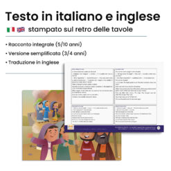 Kamishibai: Retro tavole Tre Croci sul Monte Storia della Pasqua di Gesù ispirata ai Vangeli con testo bilingue italiano inglese.