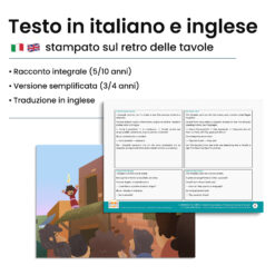 Kamishibai: Retro tavole La Fiamma dal Cielo Storia di Ascensione e Pentecoste ispirata ai Vangeli con testo bilingue italiano inglese.