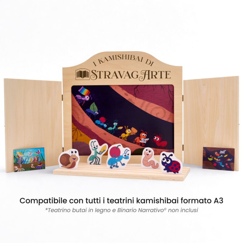 Kamishibai: Tavole A3 Formiche in Fila compatibili teatrino legno.