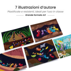 Kamishibai: tavole A3 illustrate per storia Kamishibai Formiche in Fila.