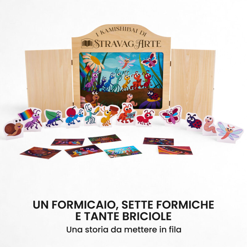 Kamishibai kit Formiche in Fila con burattini e teatrino butai A3 StravagArte.