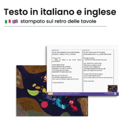 Kamishibai: Retro tavole Formiche in Fila con testo bilingue italiano inglese.