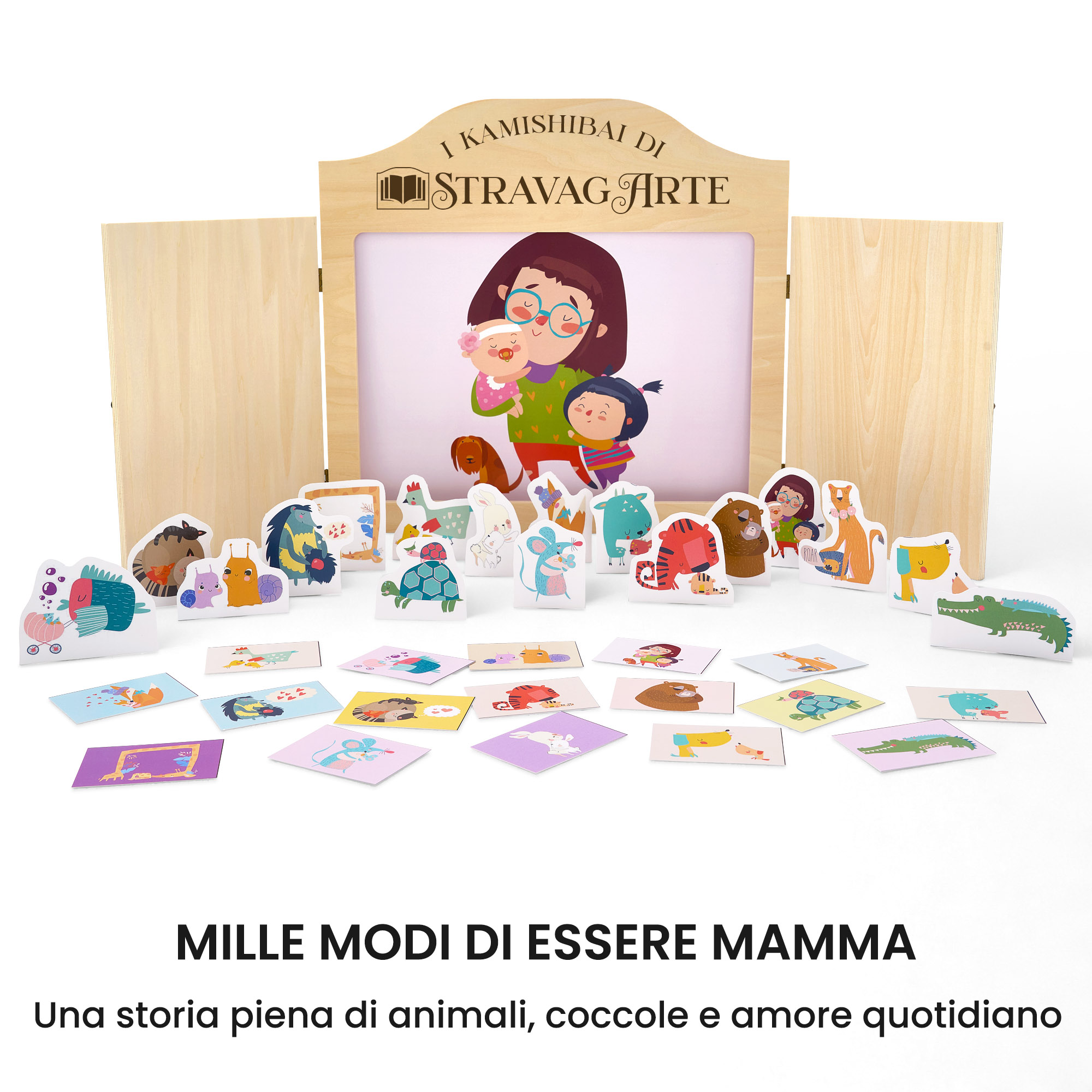 Kamishibai kit La Mia Mamma è… con burattini e teatrino butai A3 StravagArte.