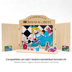 Kamishibai: Tavole A3 Alice nel Paese delle Meraviglie, Giù Giù Giù nella Tana del Coniglio compatibili teatrino legno.