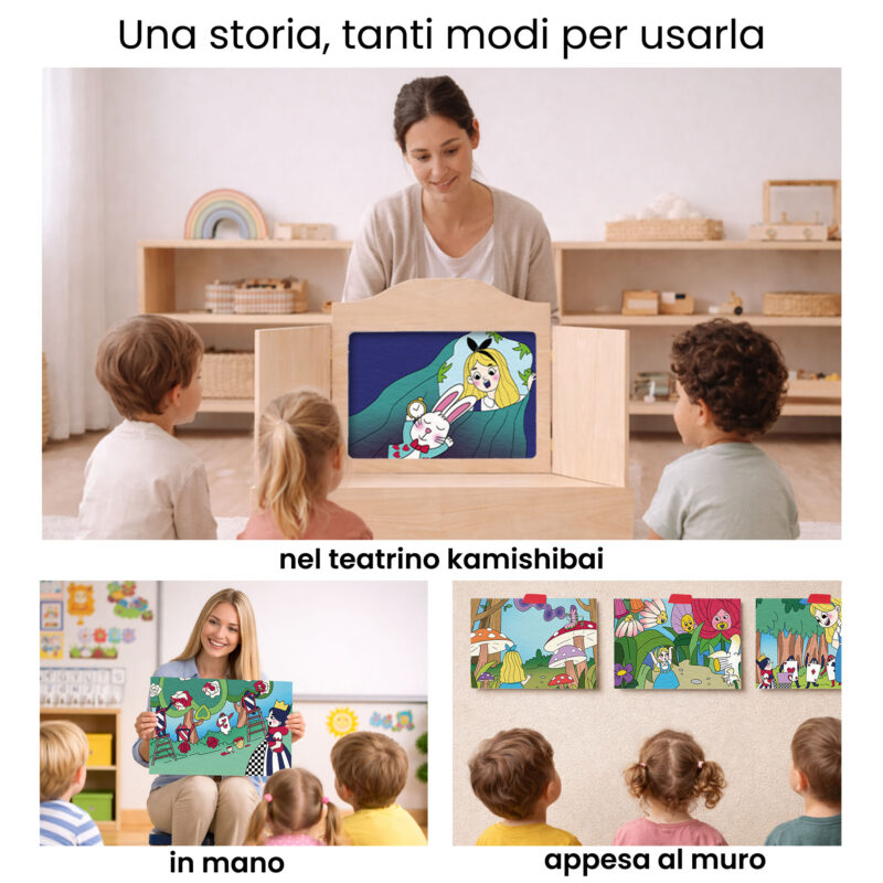 Kamishibai per la scuola: Uso didattico storia Alice nel Paese delle Meraviglie, Giù Giù Giù nella Tana del Coniglio StravagArte in classe.