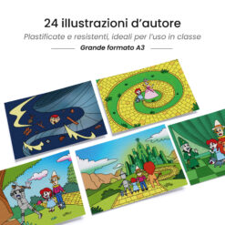 Kamishibai: tavole A3 illustrate per storia Kamishibai Il Mago di Oz: Viaggio oltre l’Arcobaleno.