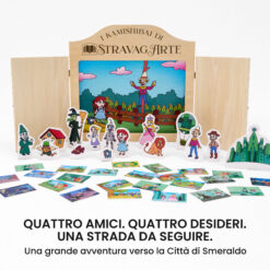 Kamishibai kit Il Mago di Oz: Viaggio oltre l’Arcobaleno con burattini e teatrino butai A3 StravagArte.