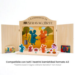 Kamishibai: Tavole A3 Il Topo di Qui e il Topo di Là – Una Storia a Metà Strada compatibili teatrino legno.