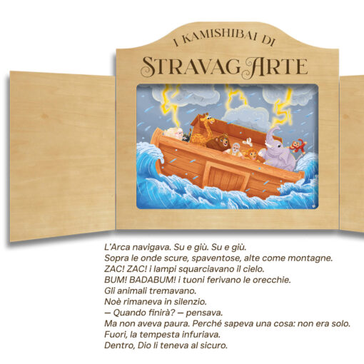 L'arca di Noè. Una storia biblica di pioggia, animali e arcobaleni - storia kamishibai bilingue - immagine 3