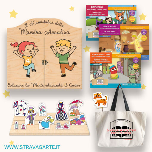 stravagarte kamishibai economico pacchetto offerta risparmio teatrino kamishibai decorato personalizzabile