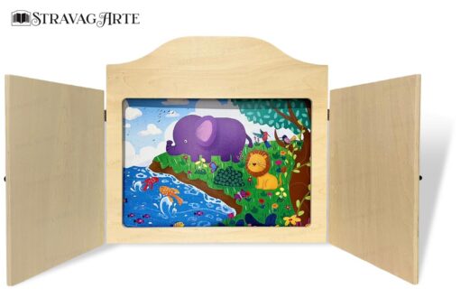 Teatrino kamishibai A3 colore legno con illustrazione - di StravagArte