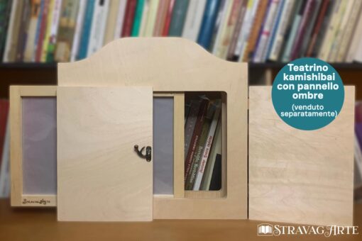 Teatrino kamishibai in legno con pannello ombre inserito - StravagArte
