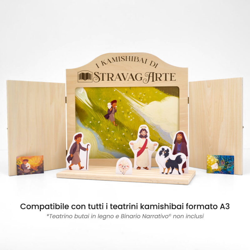 Kamishibai: Tavole A3 LA PARABOLA DELCORELLA SMARRITA - Un Racconto Ispirato ai Vangeli compatibili teatrino legno.