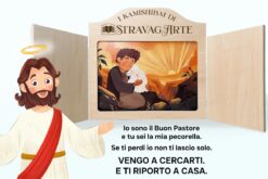 La parabola della pecorella smarrita - storia kamishibai bilingue di Stravagarte - teatrino kamishibai, burattini e binario narrativo - con Gesù che racconta