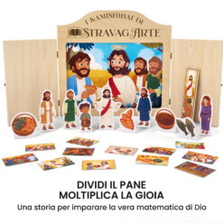 Kamishibai kit La Moltiplicazione dei Pani e dei Pesci - Un Racconto Ispirato ai Vangeli con burattini e teatrino butai A3 StravagArte.