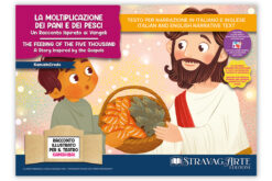 La Moltiplicazione dei Pani e dei Pesci - Un Racconto Ispirato ai Vangeli | Storia kamishibai bilingue italiano/inglese con burattini, flashcards e materiali educativi stampabili - copertina fronte