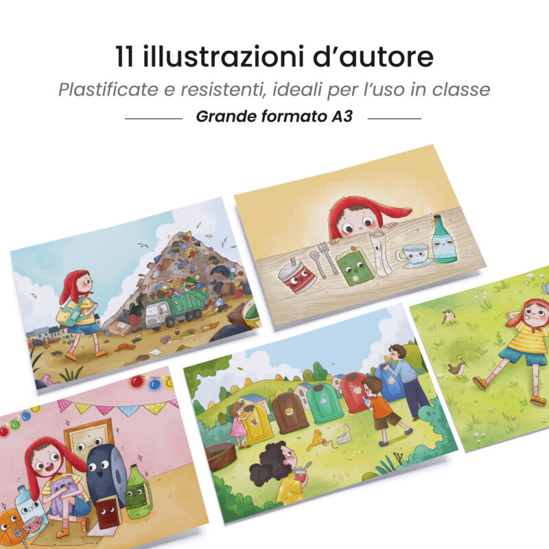 Kamishibai: tavole A3 illustrate per storia Kamishibai La Gigantesca Montagna di Niente.