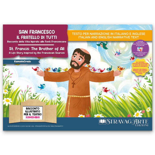 Kamishibai copertina storia bilingue San Francesco, il Fratello di Tutti - Racconto della Vita Ispirato alle Fonti Francescane StravagArte