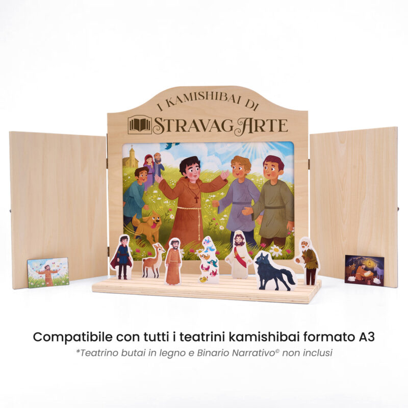 Kamishibai: Tavole A3 San Francesco, il Fratello di Tutti - Racconto della Vita Ispirato alle Fonti Francescane compatibili teatrino legno.
