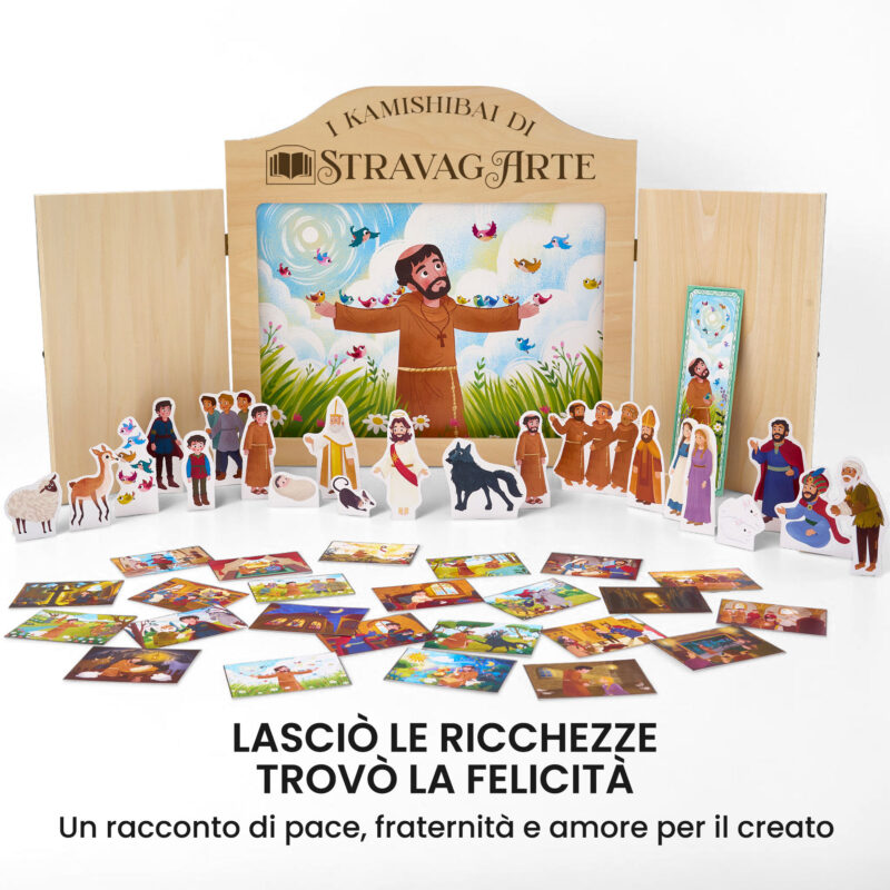Kamishibai kit San Francesco, il Fratello di Tutti - Racconto della Vita Ispirato alle Fonti Francescane con burattini e teatrino butai A3 StravagArte.