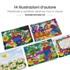 Kamishibai: tavole A3 illustrate per storia Kamishibai Dove Sono Finiti i Fiori? Un Racconto per Coltivare la Memoria .