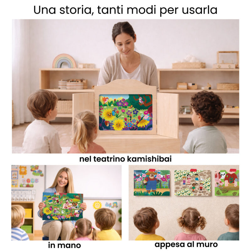 Kamishibai per la scuola: Uso didattico storia Dove Sono Finiti i Fiori? Un Racconto per Coltivare la Memoria StravagArte in classe.