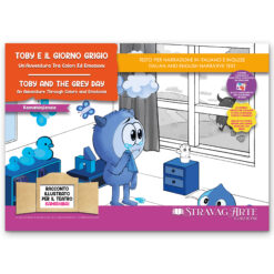 Kamishibai copertina storia bilingue Toby e il Giorno Grigio: un’Avventura tra Colori ed Emozioni StravagArte