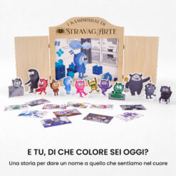 Kamishibai kit Toby e il Giorno Grigio: un’Avventura tra Colori ed Emozioni con burattini e teatrino butai A3 StravagArte.