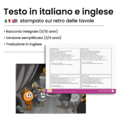 Kamishibai: Retro tavole Toby e il Giorno Grigio: un’Avventura tra Colori ed Emozioni con testo bilingue italiano inglese.