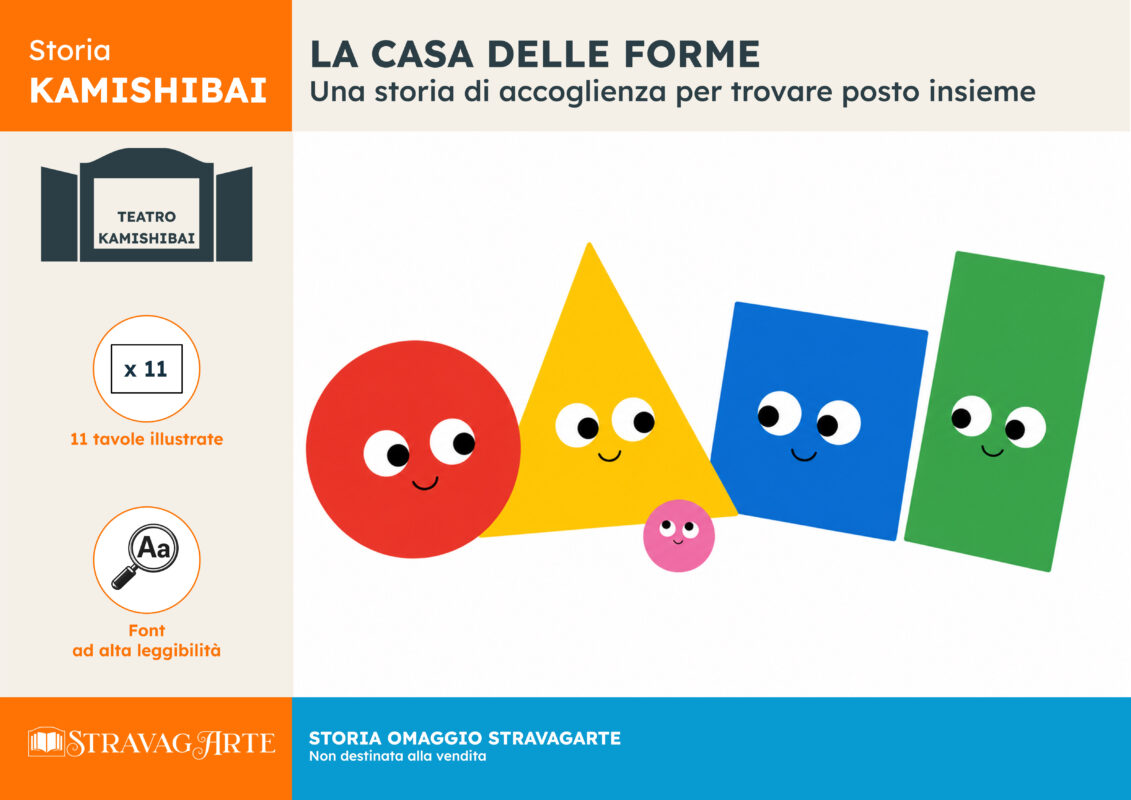 Copertina della storia kamishibai La casa delle forme, storia kamishibai gratis di agosto e settembre sull’accoglienza – StravagArte
