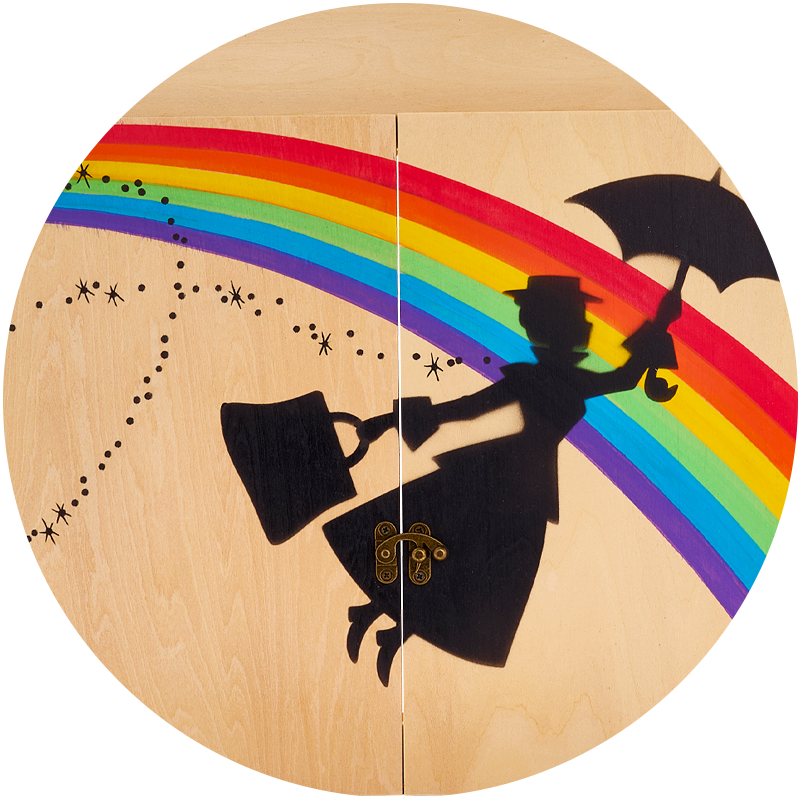 Teatrini kamishibai decorati e personalizzati a tema arcobaleno StravagArte