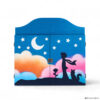 Teatrino kamishibai A3 personalizzato in legno AZ03 colore azzurro tema bambino, rosa e volpe sotto le stelle StravagArte