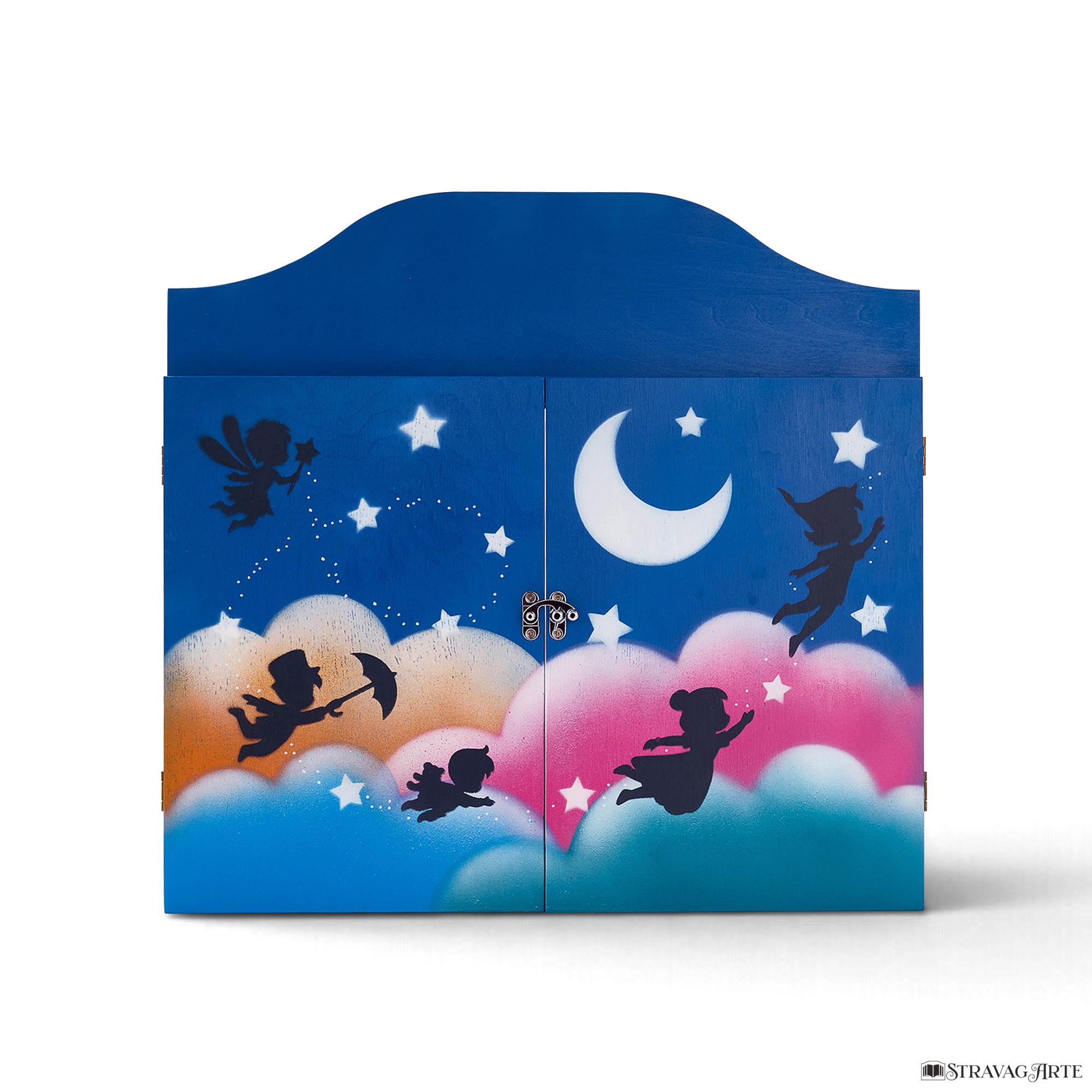 Teatrino kamishibai A3 personalizzato in legno BC02 colore blu chiaro tema bambini in volo StravagArte