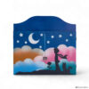 Teatrino kamishibai A3 personalizzato in legno BC03 colore blu chiaro tema bambino, rosa e volpe sotto le stelle StravagArte