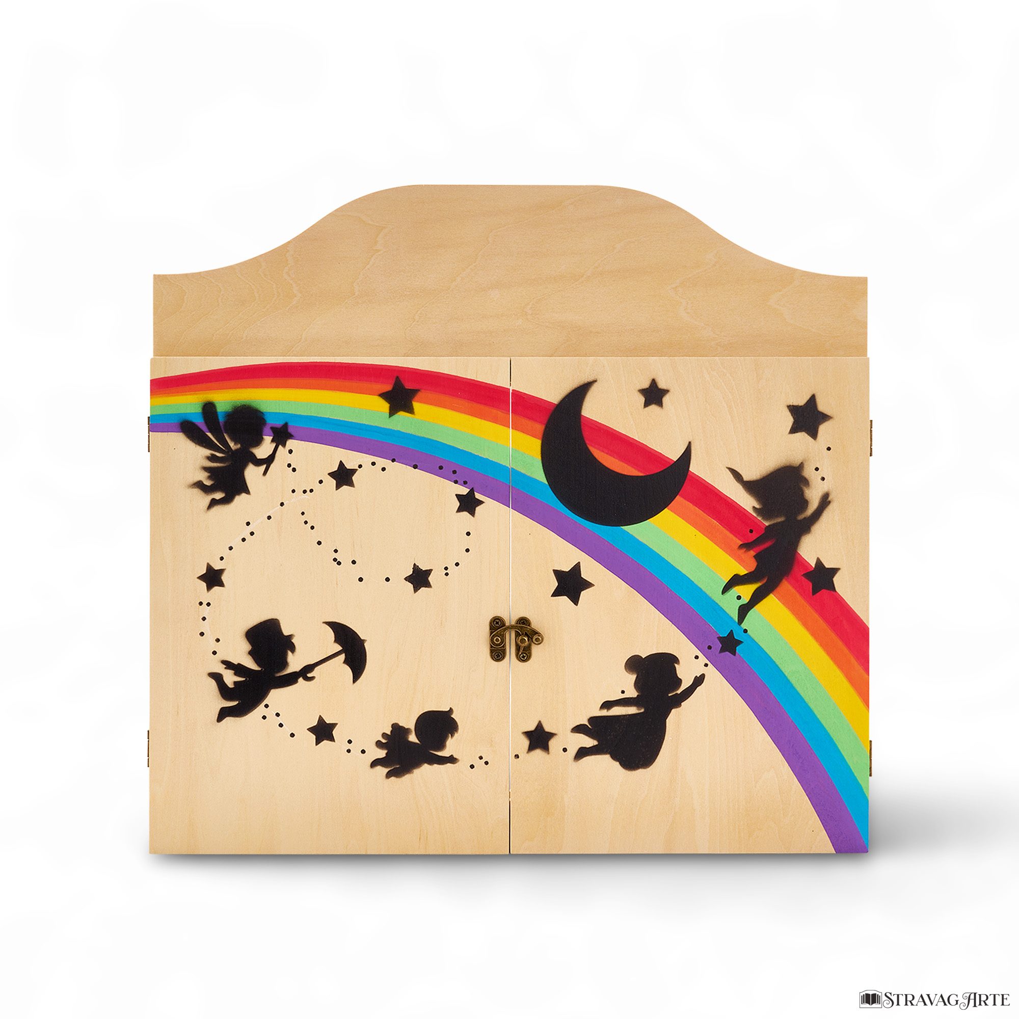 Teatrino kamishibai A3 personalizzato in legno LN02 colore legno naturale tema bambini in volo StravagArte