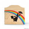 Teatrino kamishibai A3 personalizzato in legno LN06 colore legno naturale tema maestra con ombrello in volo StravagArte