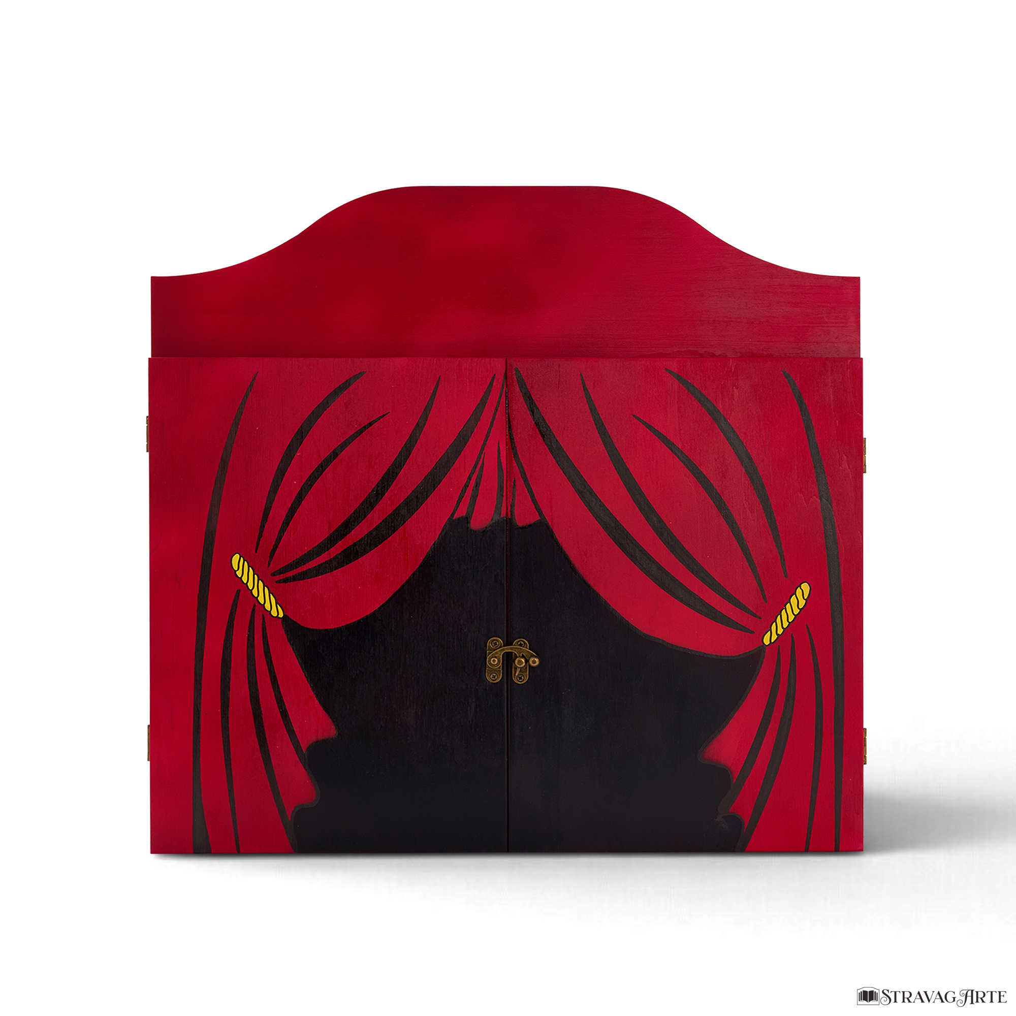 Teatrino kamishibai A3 personalizzato in legno RR11 colore rosso rubino tema sipario StravagArte