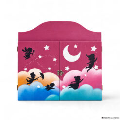Teatrino kamishibai A3 personalizzato in legno VE02 colore viola erika tema bambini in volo StravagArte