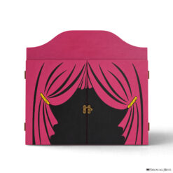 Teatrino kamishibai A3 personalizzato in legno VE11 colore viola erika tema sipario StravagArte