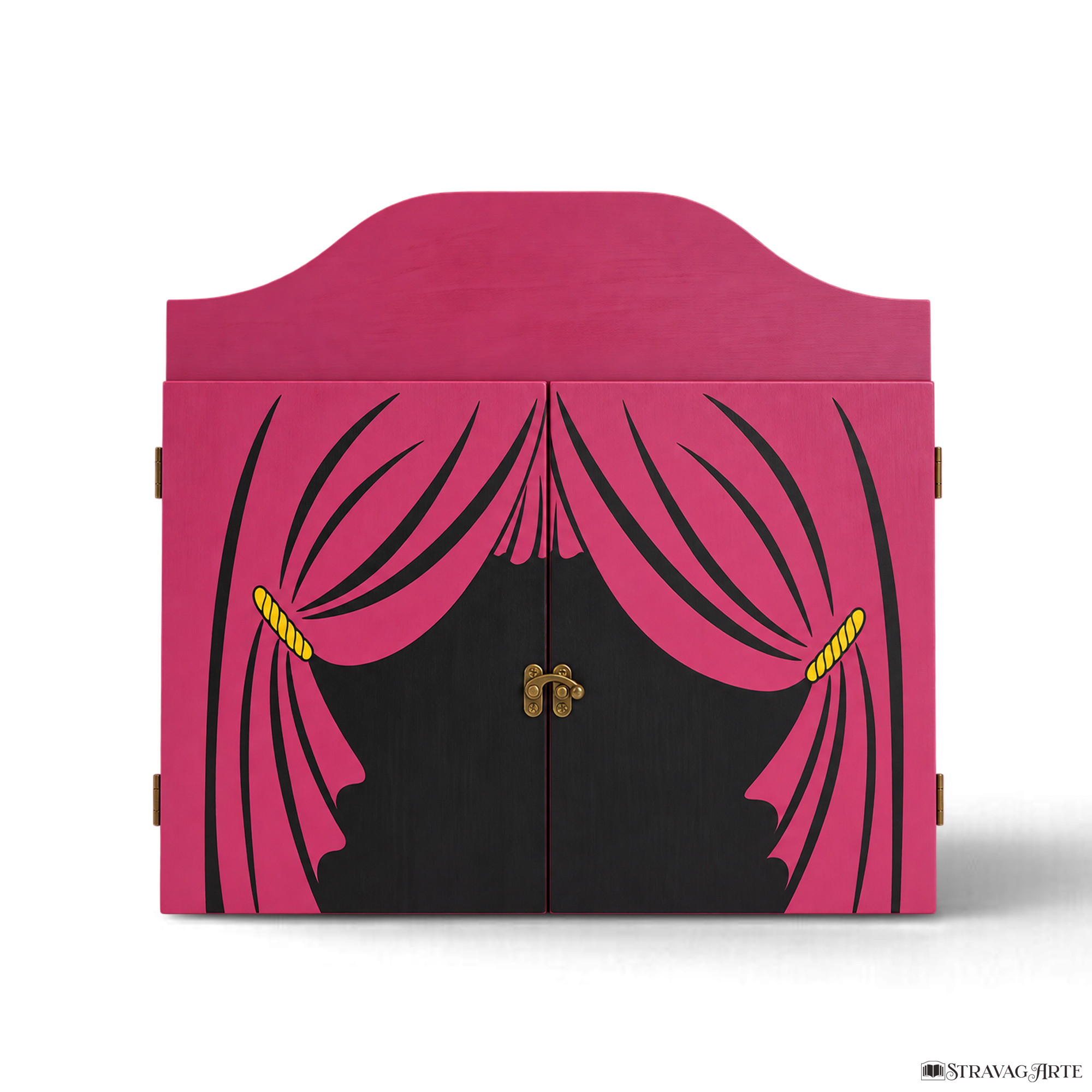 Teatrino kamishibai A3 personalizzato in legno VE11 colore viola erika tema sipario StravagArte