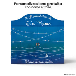 Teatrino kamishibai personalizzato AZ01 azzurro tema mare, barchetta e stelle con nome e frase StravagArte