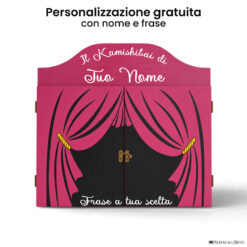 Teatrino kamishibai personalizzato VE11 viola erika tema sipario con nome e frase StravagArte