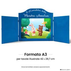 Teatrino kamishibai A3 azzurro con tavola illustrata StravagArte