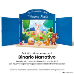 Teatrino kamishibai A3 azzurro con Binario Narrativo StravagArte