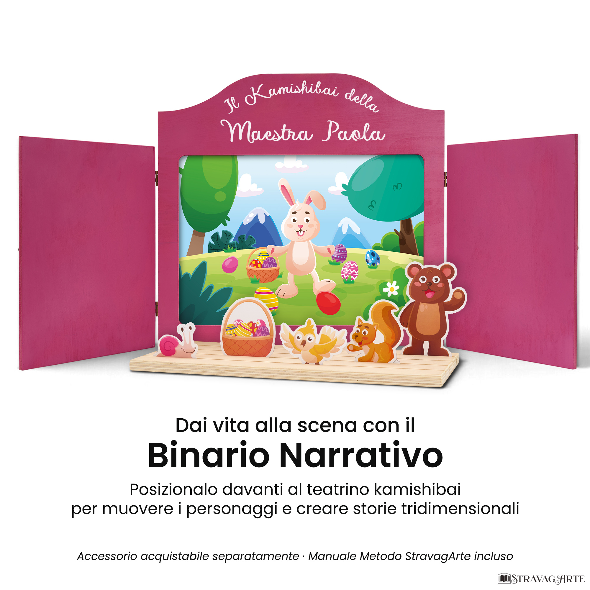 Teatrino kamishibai A3 viola erika con Binario Narrativo StravagArte