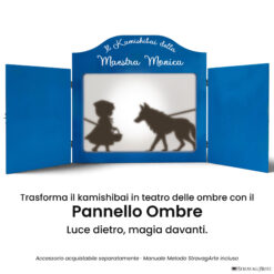 Teatrino kamishibai A3 azzurro con pannello teatro delle ombre StravagArte