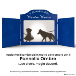Teatrino kamishibai A3 blu chiaro con pannello teatro delle ombre StravagArte