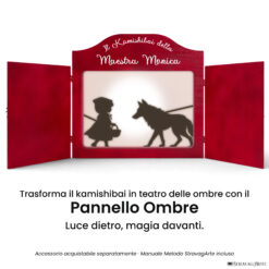 Teatrino kamishibai A3 rosso rubino con pannello teatro delle ombre StravagArte