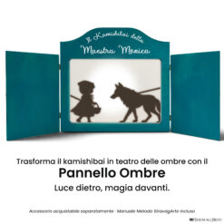 Teatrino kamishibai A3 turchese con pannello teatro delle ombre StravagArte