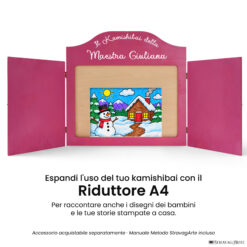 Teatrino kamishibai A3 viola erika con riduttore A4 StravagArte